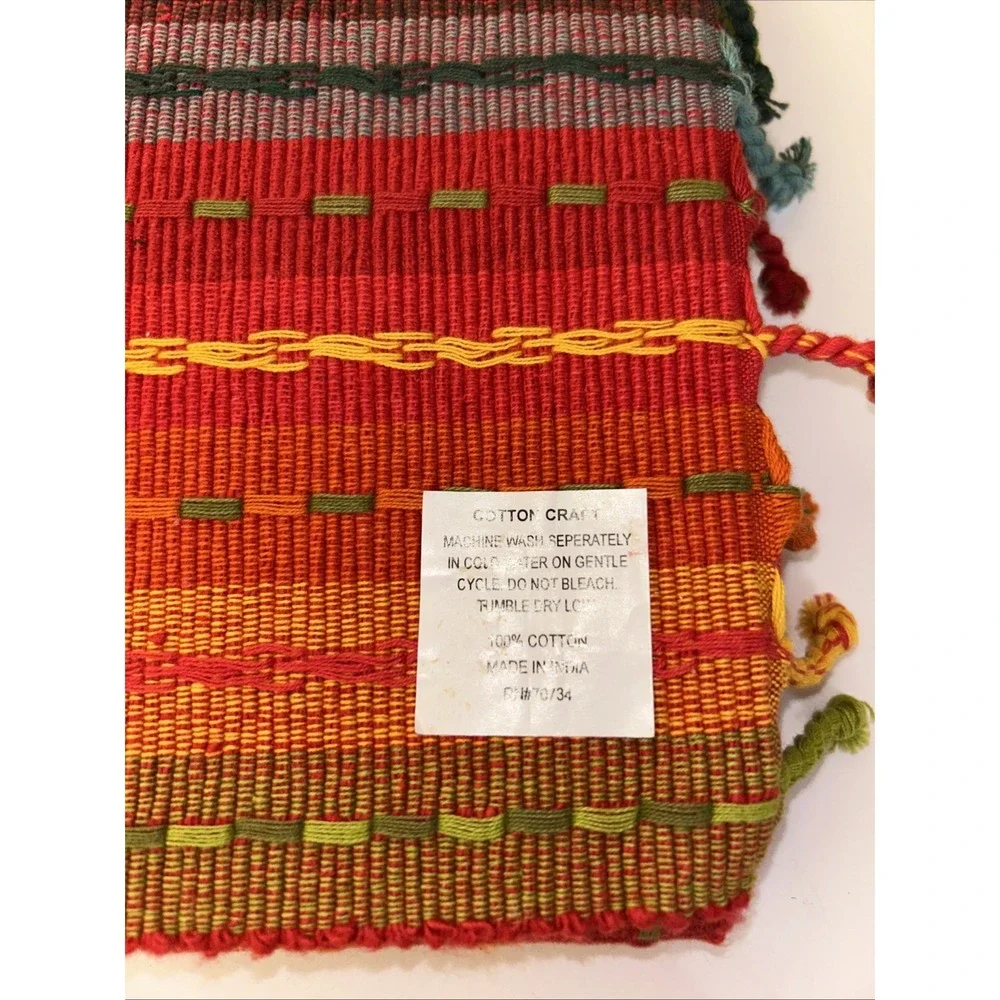 Pier1 Stripped Colorful Fiesta Fringe 4 Placemats 18.5
